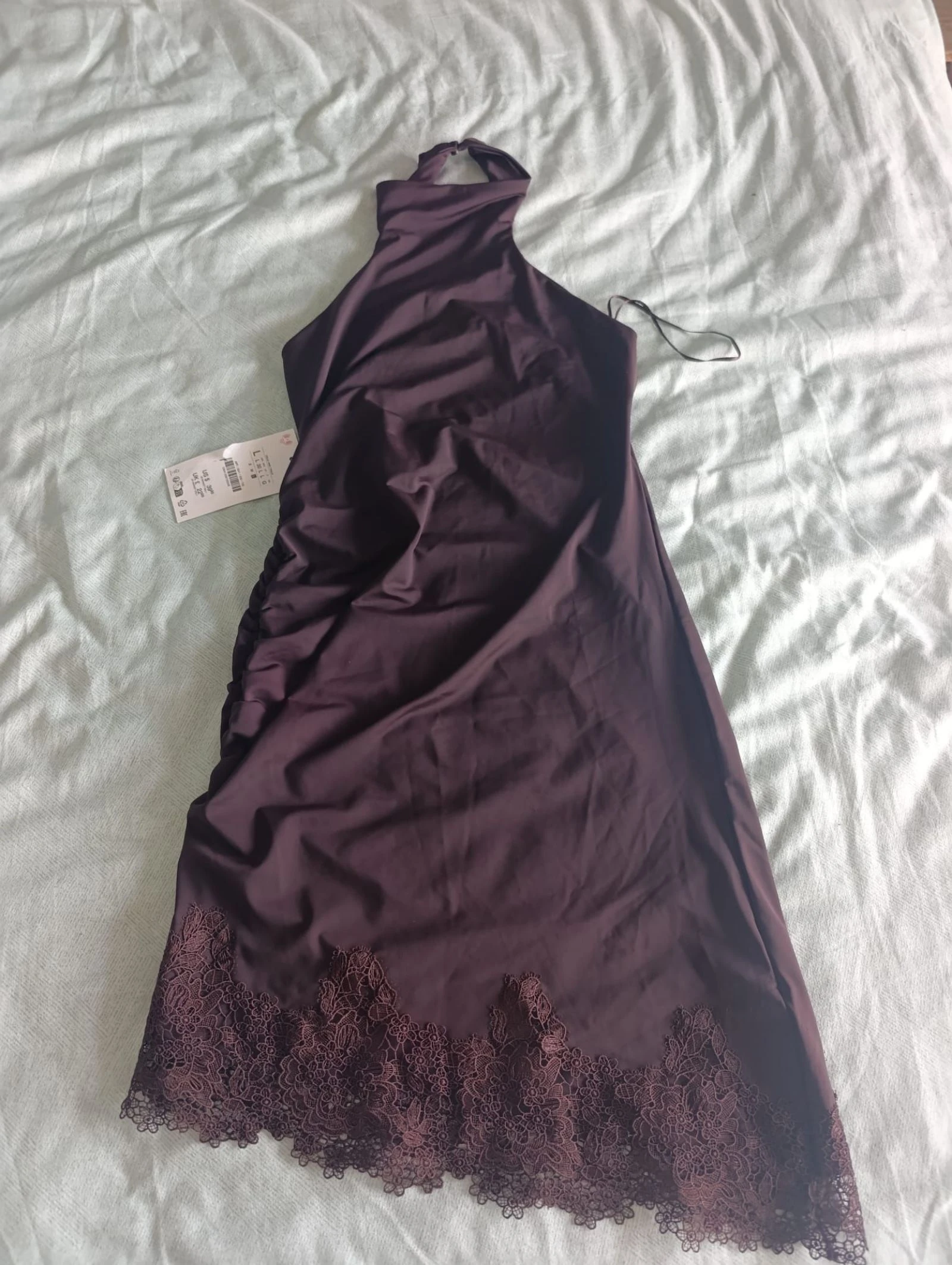 Sexy chocolate tie-neck Zara dress size L – photo 3